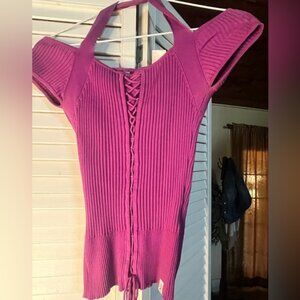 WRANGLER 20x collection Women's Ribbed PurpleTop with cap sleeves and neck line
